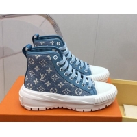 Sumptuous Louis Vuitton LV Squad High-top Sneakers in Blue Monogram Denim 625106