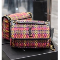 Inexpensive SAINT LAUREN NIKI MEDIUM CHAIN BAG IN Tweed LEATHER Y933158 Rainbow