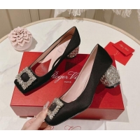 Best Product Roger Vivier Pumps 5cm with Crystals Buckle in Satin Black 625126