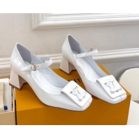 Durable Louis Vuitton Shake Mary Janes Pumps 5.5cm in Patent Leather White 711114