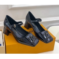 Unique Style Louis Vuitton Shake Mary Janes Pumps 5.5cm in Patent Leather Black 711115