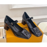 Good Looking Louis Vuitton Shake Mary Janes Pumps 5.5cm in Snakeskin-Like Leather Black 711116