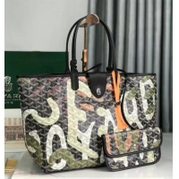 ​Promotional Goyard Saint Louis Tote Bag in Lettres Camouflage 020184 Black/Green