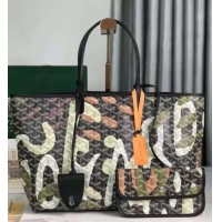 ​Promotional Goyard Saint Louis Tote Bag in Lettres Camouflage 020184 Black/Green