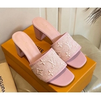 Shop Duplicate Louis Vuitton Wove Fabric Heel Slide Sandals 6.5cm Light Pink 711127