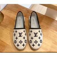 Perfect Louis Vuitton Starboard Flat Espadrilles in Monogram Embroidered Cotton Beige/Black 711147