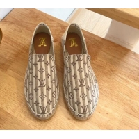 Luxury Louis Vuitton Bidart Flat Espadrilles in Mini Monogram Textile Beige 711148