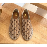 Popular Style Louis Vuitton Bidart Flat Espadrilles in Mini Monogram Textile Brown 711150