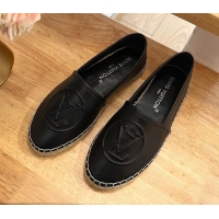 Hot Style Louis Vuitton Starboard Flat Espadrilles in Calf Leather with LV Circle Black 711151