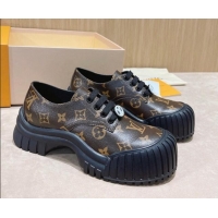 Charming Louis Vuitton Ruby Flat Derby Lace-up Shoes in Monogram Canvas 712007