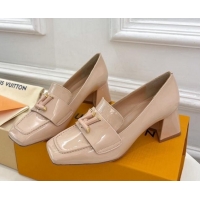 Good Looking Louis Vuitton Shake Loafers 5.5cm in Patent Leather Nude 718075