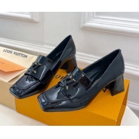 Good Quality Louis Vuitton Shake Loafers 5.5cm in Patent Leather Black 718076