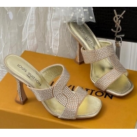 Classic Hot Louis Vuitton Sparkle Crystal Allover Slide Sandals 9.5cm Nude 719048