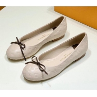 Sophisticated Louis Vuitton Nina Flat Ballerinas in Monogram Leather Pale Nude 725059