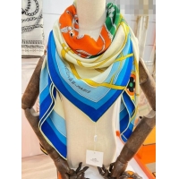 Pretty Style Hermes Cashmere & Silk Coupe De Gala Shawl Scarf 140x140cm H42513 Blue 2023