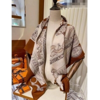 Low Cost Hermes Cashmere & Silk Square Shawl Scarf 140x140cm H42514 Brown 2023