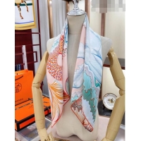 Buy Inexpensive Hermes Cheval Sirene Reversible Silk Square Scarf 90cm H3008 Pink 2023