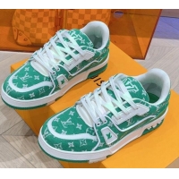 Low Cost Louis Vuitton LV Trainer Sneakers in Monogram Textile Green 801097