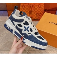 Best Product Louis Vuitton LV Skate Sneakers in Leather and Mesh Navy Blue 801100 