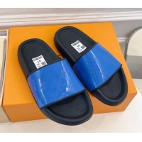 Classic Hot Louis Vuitton Glazed Monogram Slide Sandals Blue 809066