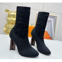 Pretty Style Louis Vuitton Silhouette Ankle Boots 10cm in Stretch Textile Black 1A855A