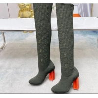 Durable Louis Vuitton Silhouette Knit Heel High Boots 10cm Green LV08141 814091