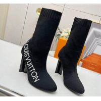 Popular Style Louis Vuitton Silhouette Knit Heel Ankle Boots 10cm with Signature Black/White 814098