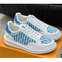 Durable Louis Vuitton Men's LV Ollie Sneakers in Monogram Textile Blue LV08211 821024