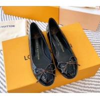 Luxury Louis Vuitton Nina Flat Ballerinas in Monogram Patent Leather Black 821028