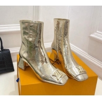 Shop Duplicate Louis Vuitton Shake Heel Ankle Boots 5.5cm in Snakeskin-Like Leather Gold 821041