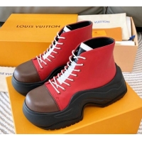 Duplicate Louis Vuitton LV Archlight 2.0 Platform High Top Sneakers 6.5cm in Calfskin Leather Red 821050