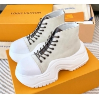 Unique Discount Louis Vuitton LV Archlight 2.0 Platform High Top Sneakers 6.5cm in Suede Light Grey 821053