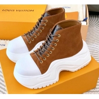 Best Price Louis Vuitton LV Archlight 2.0 Platform High Top Sneakers 6.5cm in Suede Brown 821054