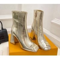 Top Grade Louis Vuitton Shake Heel Ankle Boots 9cm in Snakeskin-Like Leather Gold 831036