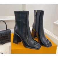 Best Grade Louis Vuitton Shake Heel Ankle Boots 9cm in Snakeskin-Like Leather Black 831037