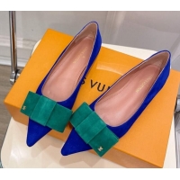 Lowest Price Louis Vuitton Blossom Flat Ballerinas in Suede Blue/Green 1ACART