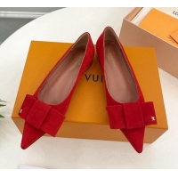 Sumptuous Louis Vuitton Blossom Flat Ballerinas in Suede Red 1ACART