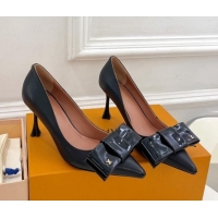 Luxury Louis Vuitton Blossom Pumps with Bow 8cm in Calf Leather Black 1ACART