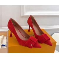 Best Product Louis Vuitton Blossom Pumps with Bow 8cm in Suede Red 1ACART