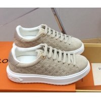 Sophisticated Louis Vuitton Time Out Sneakers in Monogram Suede Beige 1ABR2K 904037