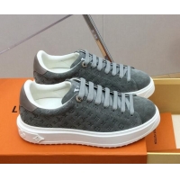 Classic Hot Louis Vuitton Time Out Sneakers in Monogram Suede Grey 1ABR2K