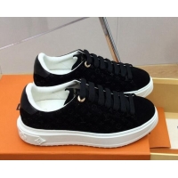 Low Cost Louis Vuitton Time Out Sneakers in Monogram Suede Black 1ABR2K 904039