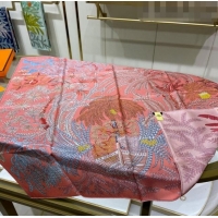 Good Quality Hermes Le Jardin des Peintres Double Face Silk Square Scarf 90cm H3019 Pink 2023