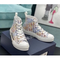 Discount Dior B23 High-top Sneakers in Blue/Red/Yellow Dior Oblique Canvas 236222