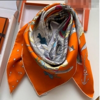 Best Quality Hermes 100% Silk Square Scarf 90x90cm H51628 Orange 2023