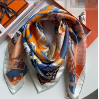 Top Grade Hermes 100% Silk Square Scarf 90x90cm H51625 Blue 2023