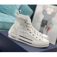 Shop Duplicate Dior B23 High-top Sneakers in White Dior Oblique Canvas 236215