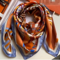 Reasonable Price Hermes 100% Silk Square Scarf 90x90cm H51620 Orange 2023