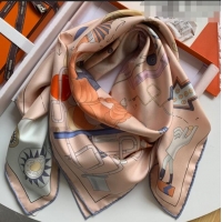 New Design Hermes Horse 100% Silk Square Scarf 90x90cm H51618 Pink 2023