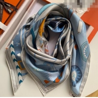 Well Crafted Hermes Horse 100% Silk Square Scarf 90x90cm H51617 Blue/Grey 2023